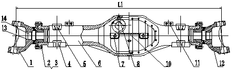 Improved axle housing assembly of steering drive axle for special vehicle