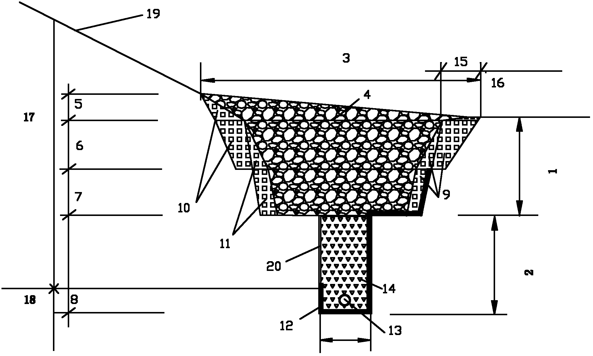 Variable-cross-section structure for deep sewer of roadbed and construction method thereof