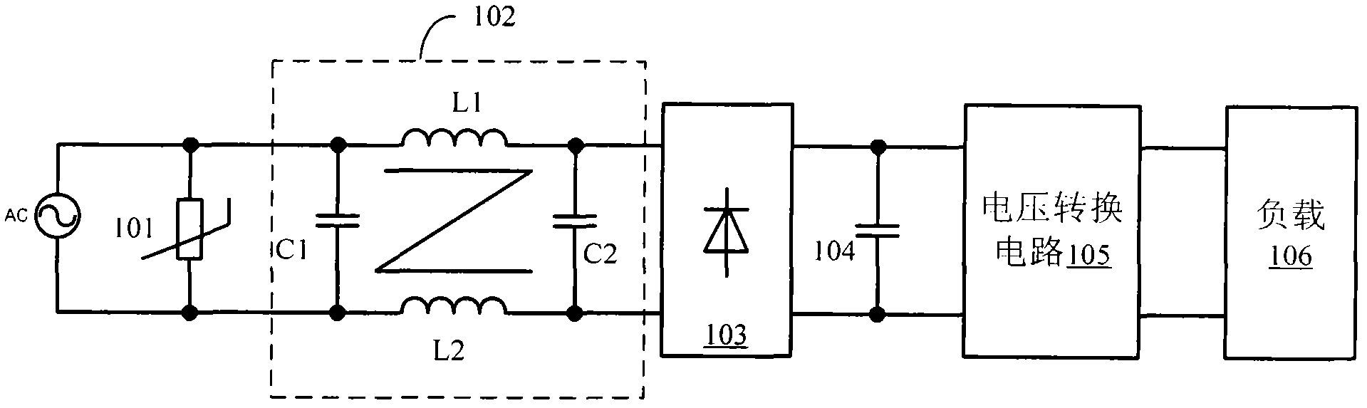 Anti-lightning surge circuit of switching power supply and switching power supply using same