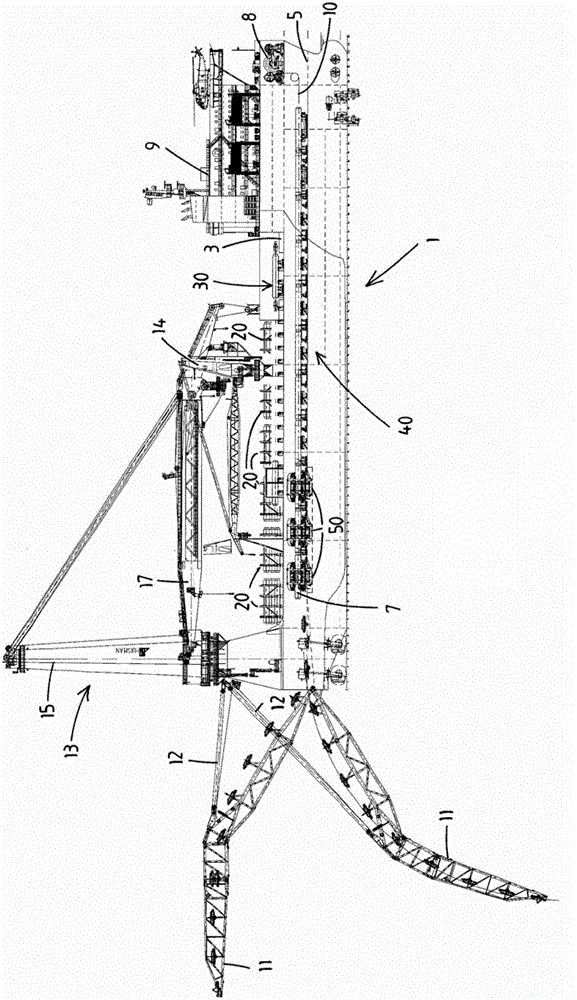 Offshore vessel for laying a pipeline on the seabed, and a method for handling pipe sections