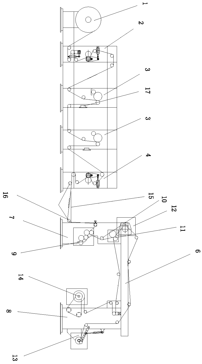 Unit-type flexo printing machine connecting EB irradiation real-time curing type compound machine