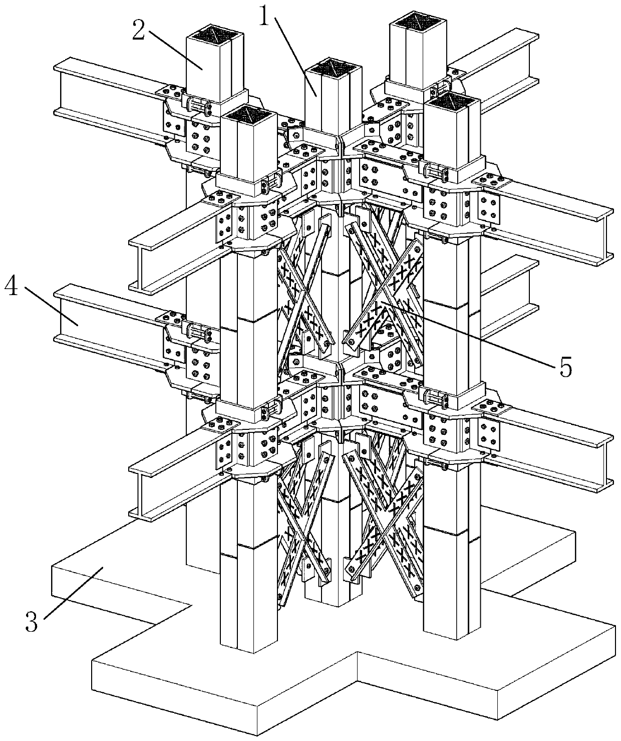 Multi-layer energy-dissipating concrete-filled steel tube composite column with spliced ​​split panels