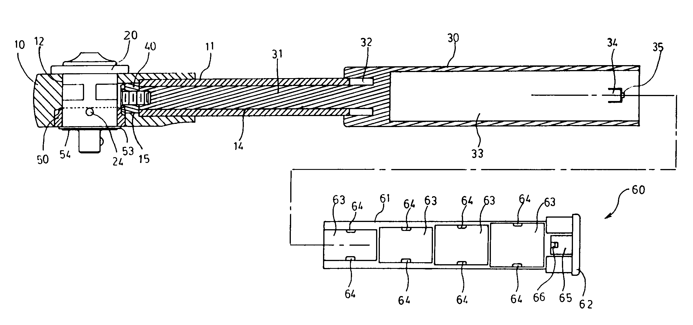 Handle collecting structure for socket wrench