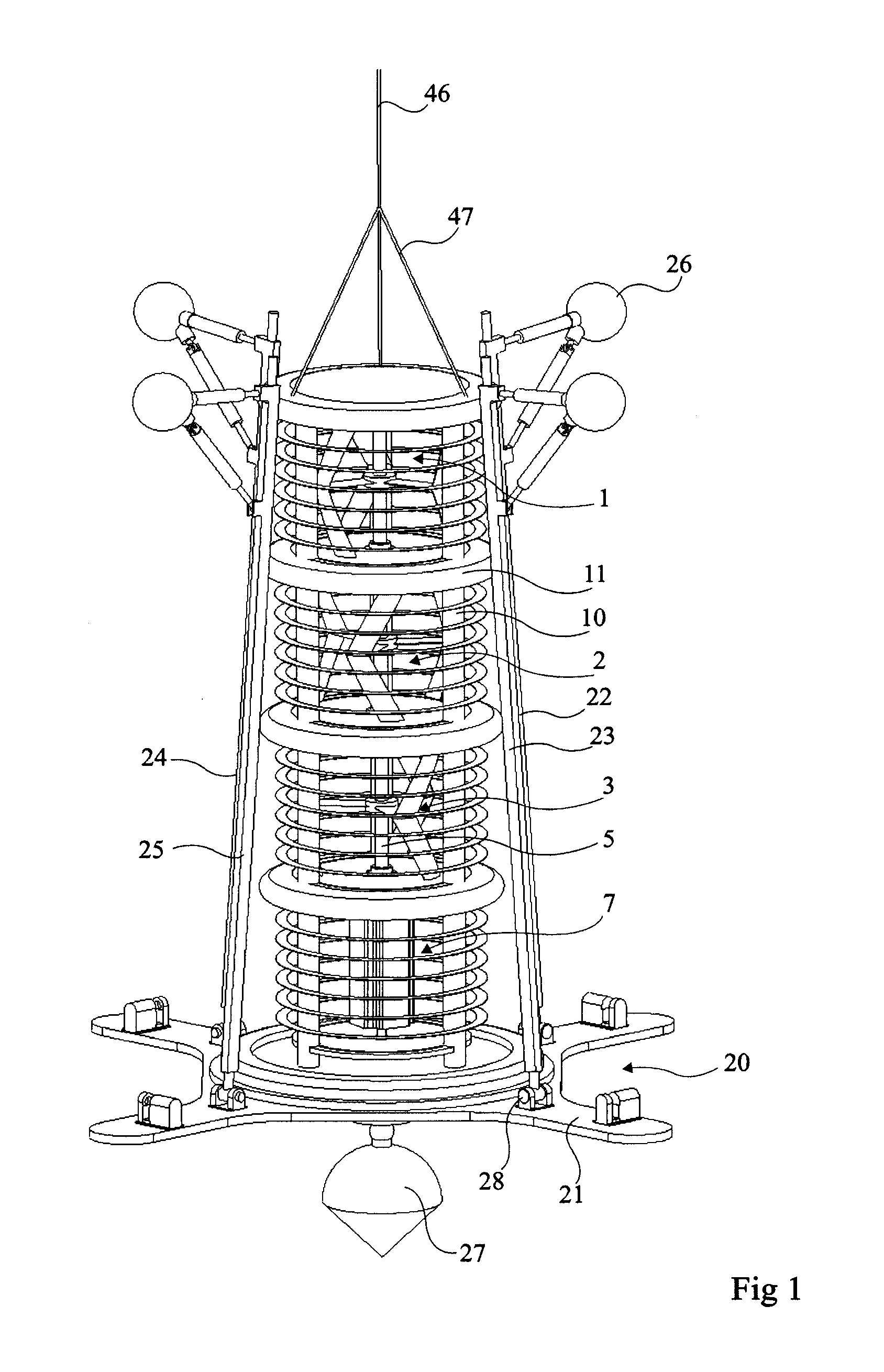 System and method for submerging a hydraulic turbine engine