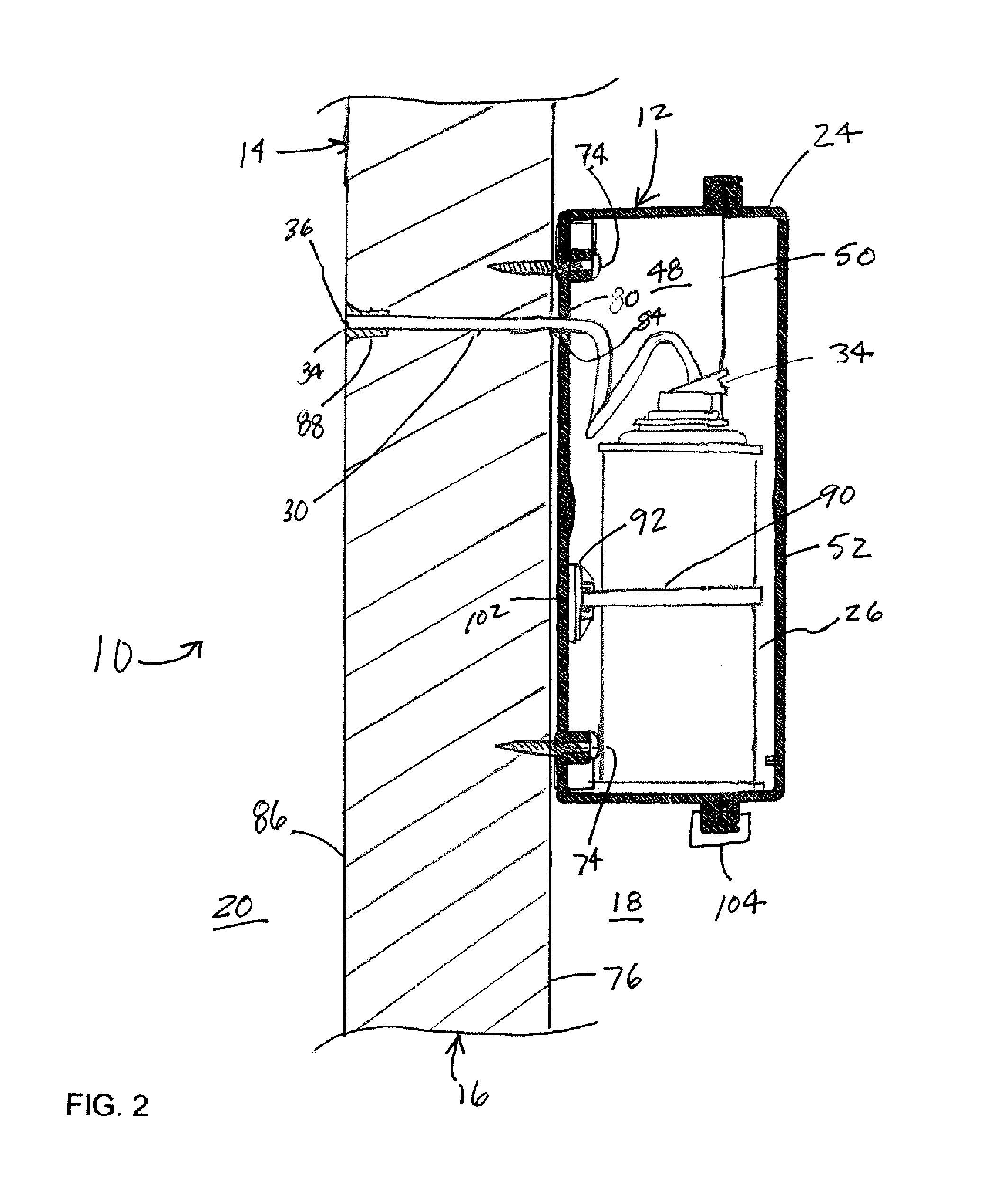 Wall-mounted nonlethal device for defending against intruders