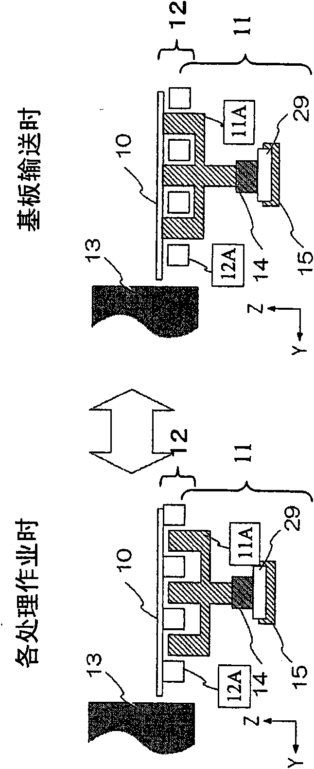 Assembling device and method for display panel and a treatment device thereof and a baseplate delivery mechanism