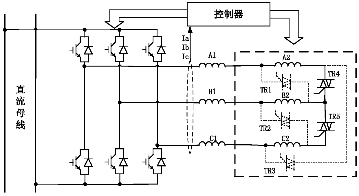 A dynamic configuration circuit and control method for delta-star connection of motor windings