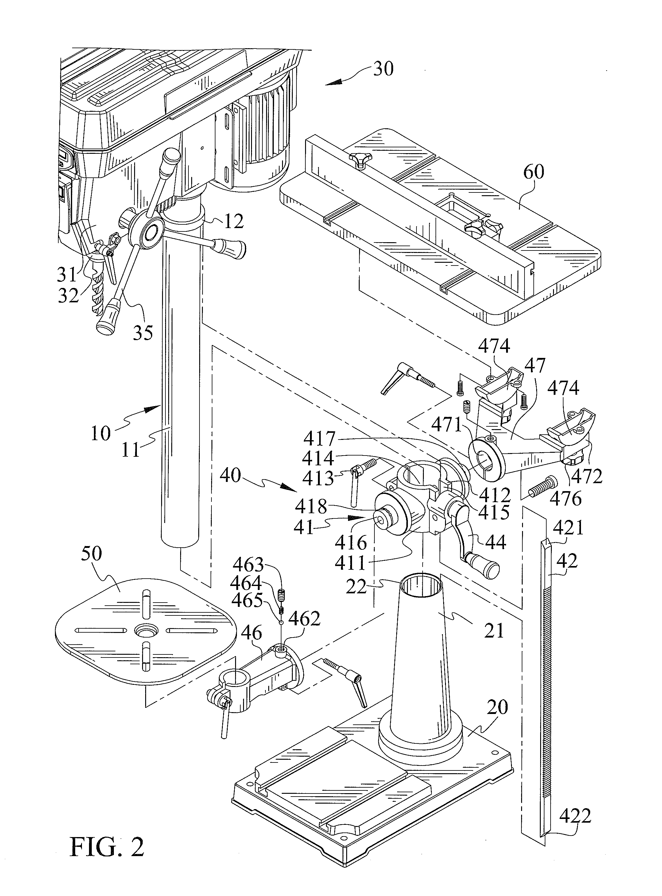 Drill Press with Pivotable Table