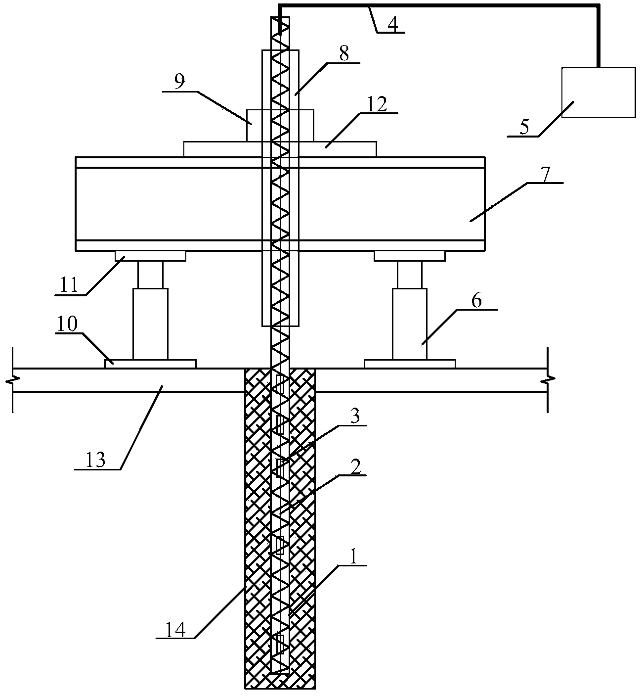 Stress testing device for non-metal anti-floating anchor rod body