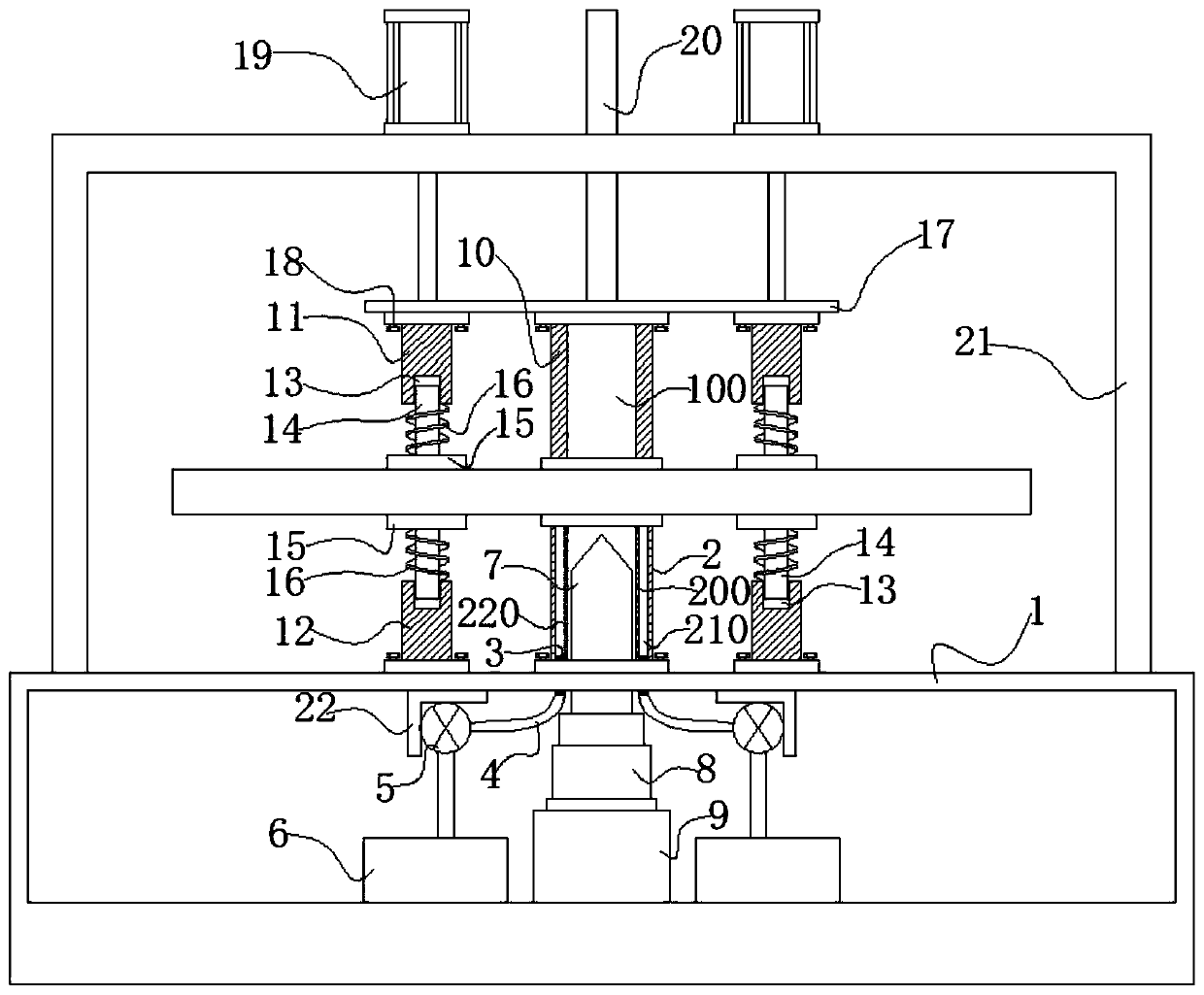 Glass punching device facilitating positioning and processing