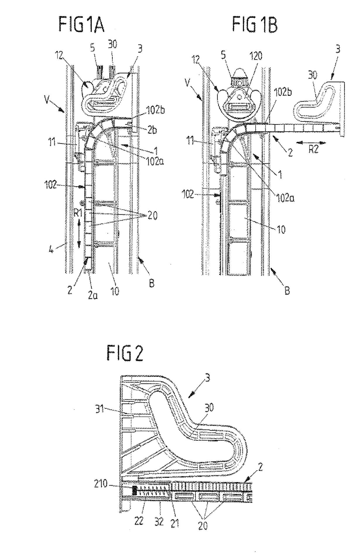 Adjusting device for a safety belt with an extendable belt guiding element