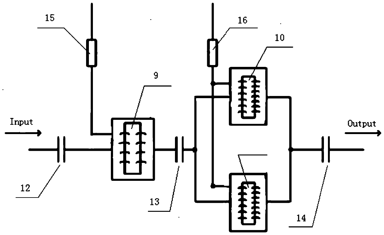 Multi-chip integrated power amplification module internally matched with gallium nitride