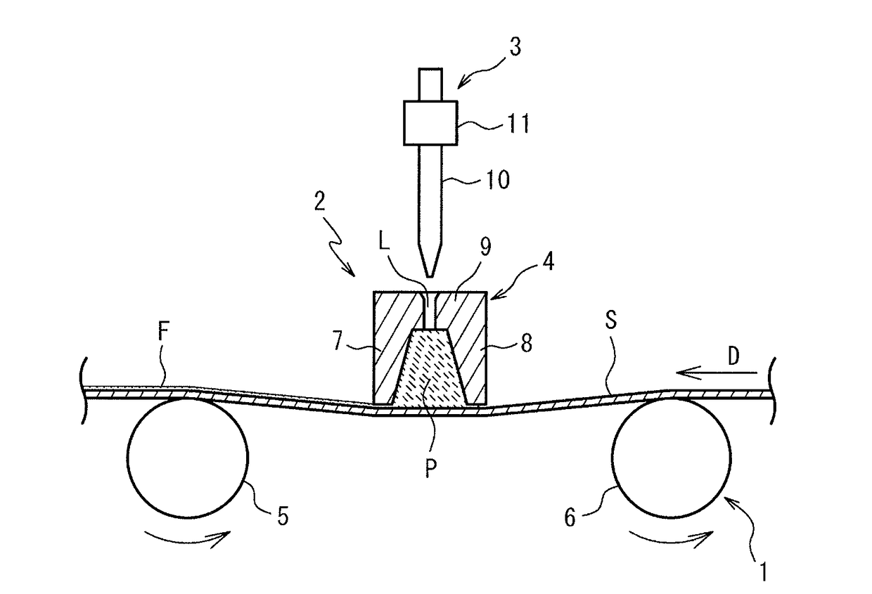 Coating device and method of producing coated sheet