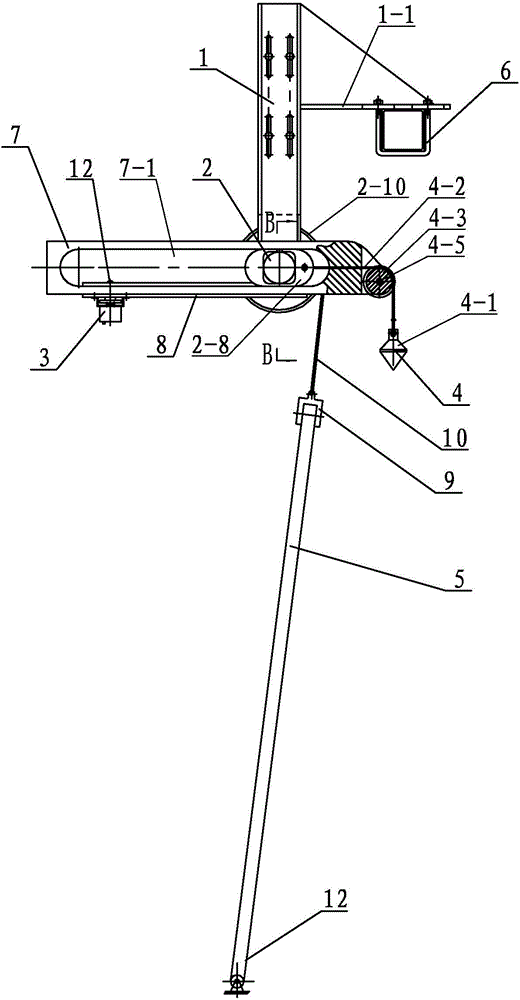 Rope counterweight sun wing auxiliary turning mechanism