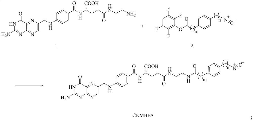 Technetium-99m labeled isonitrile-containing folic acid derivative as well as preparation method and application thereof