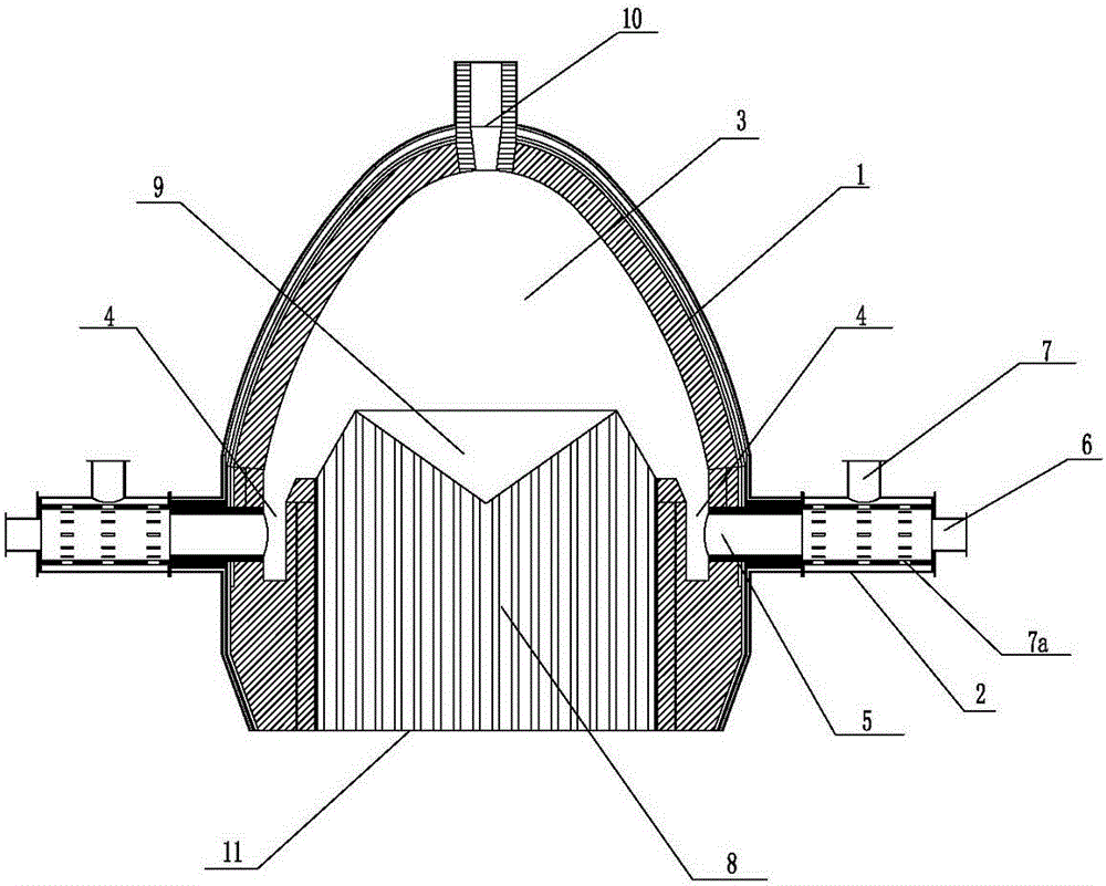 Temperature-controllable burner achieving central flow guide and adjustment and cyclone classification