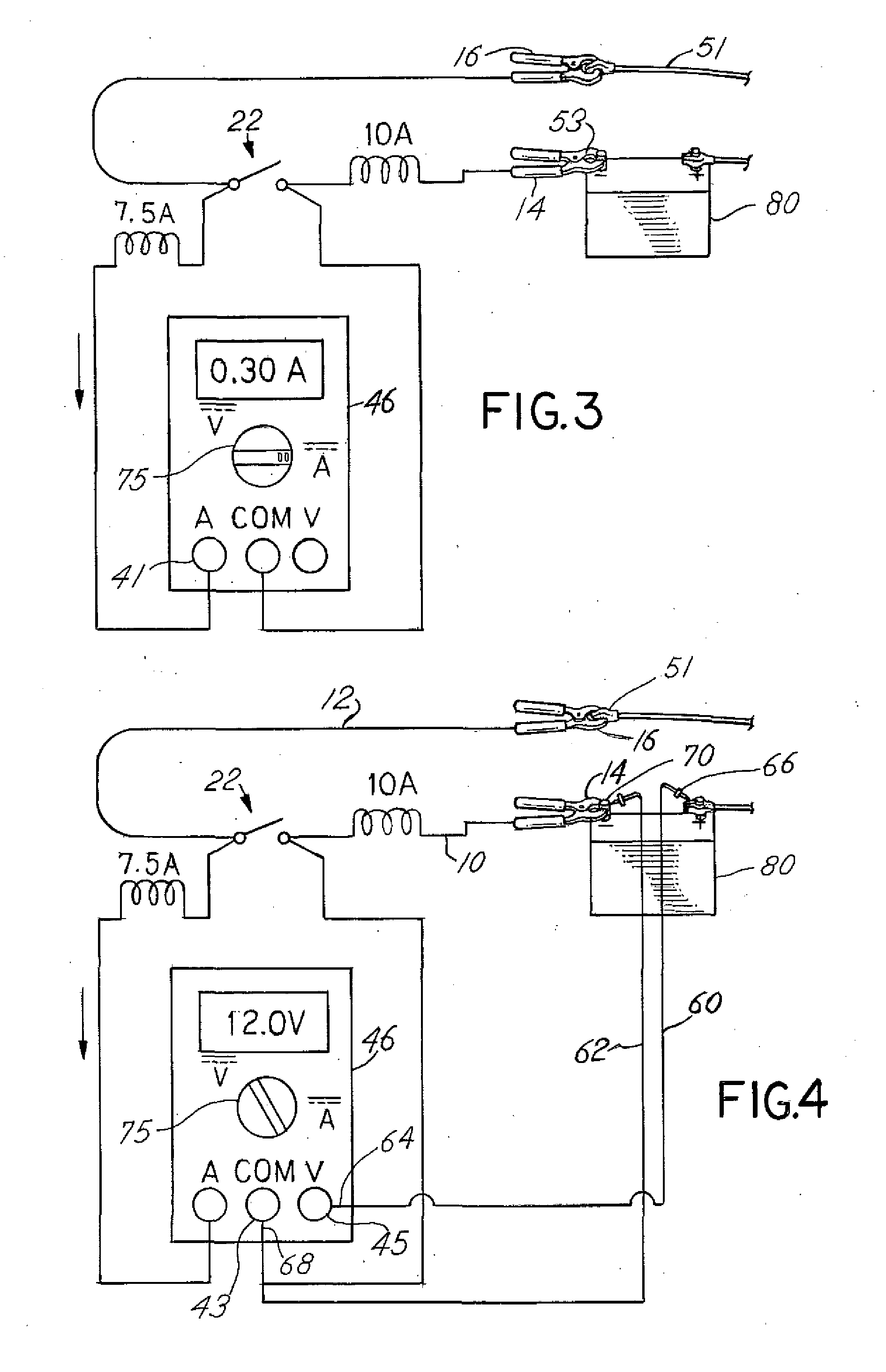 Parasitic battery drain test assembly for multiple component vehicle circuitry analysis