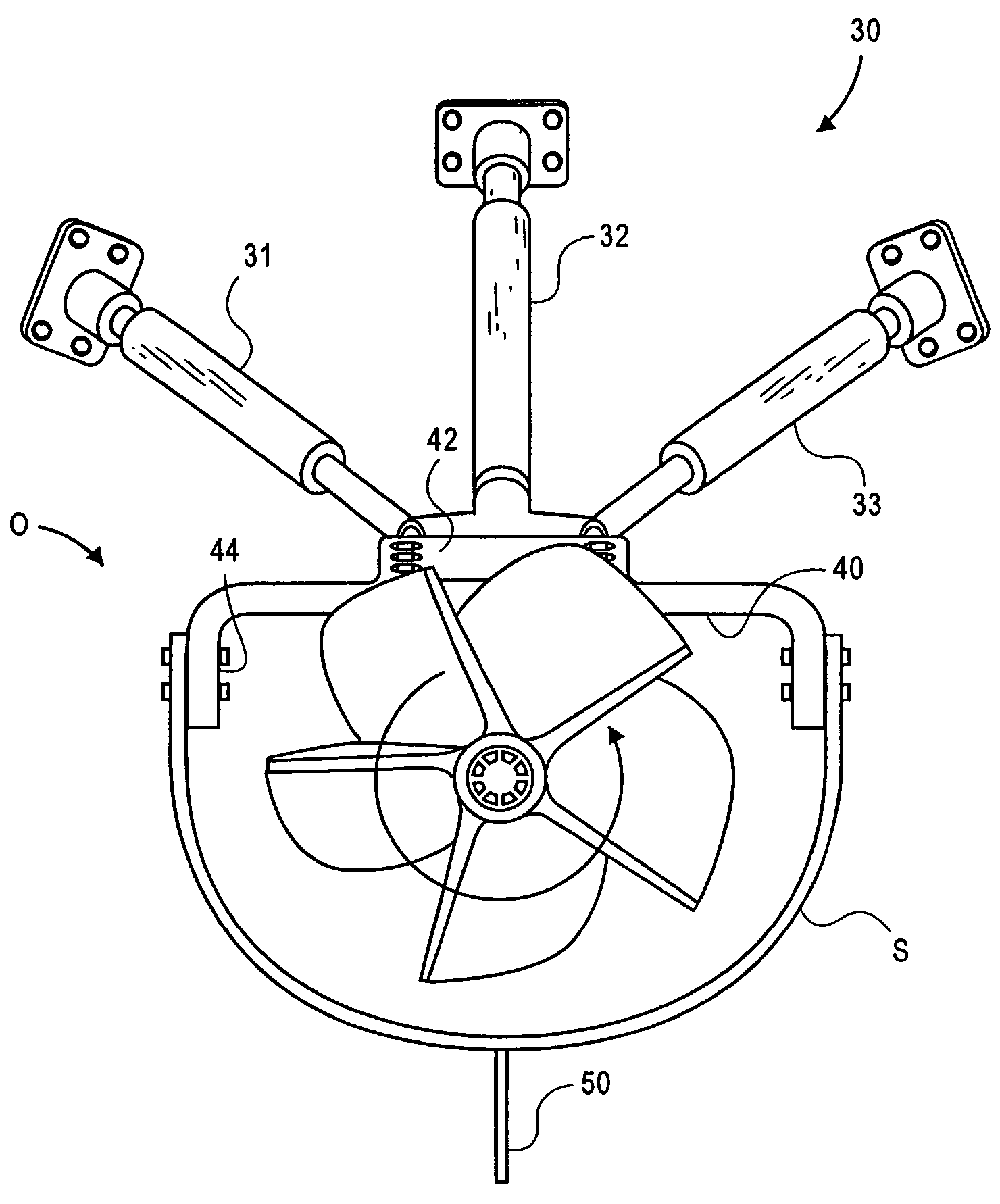 Shroud enclosed inverted surface piercing propeller outdrive