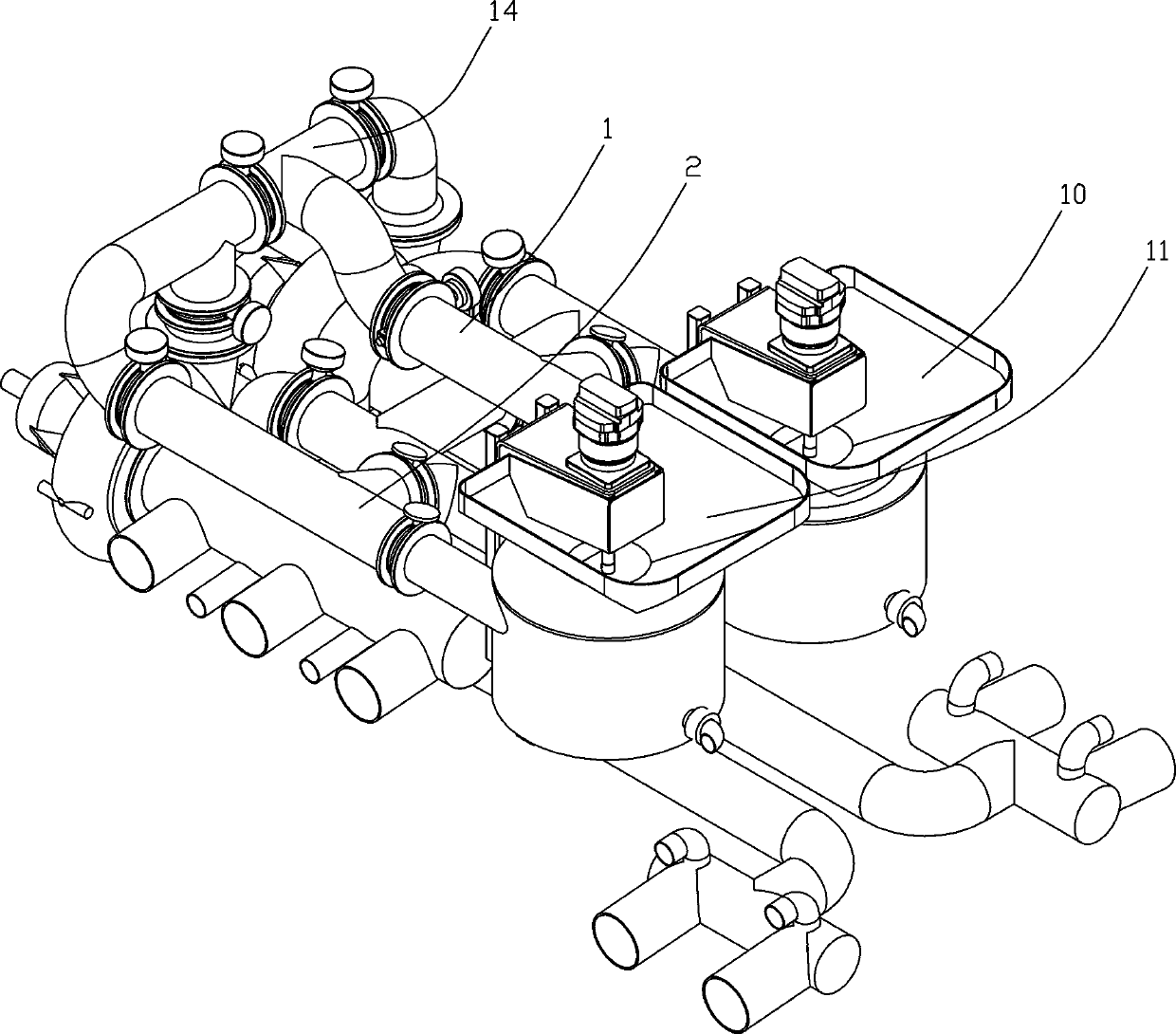 Mixing and discharging multifunctional pipeline system