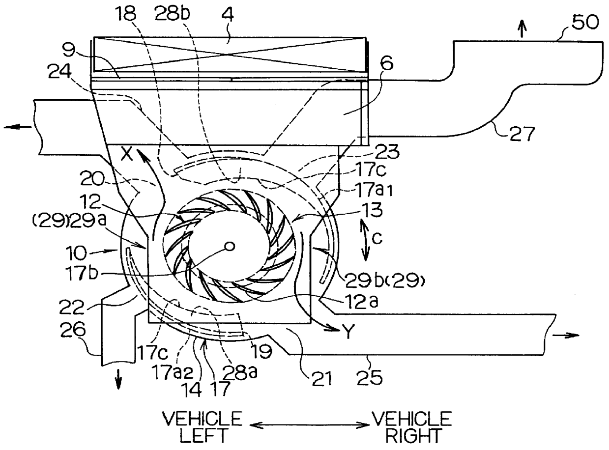 Air conditioning apparatus for a rear seat of vehicle