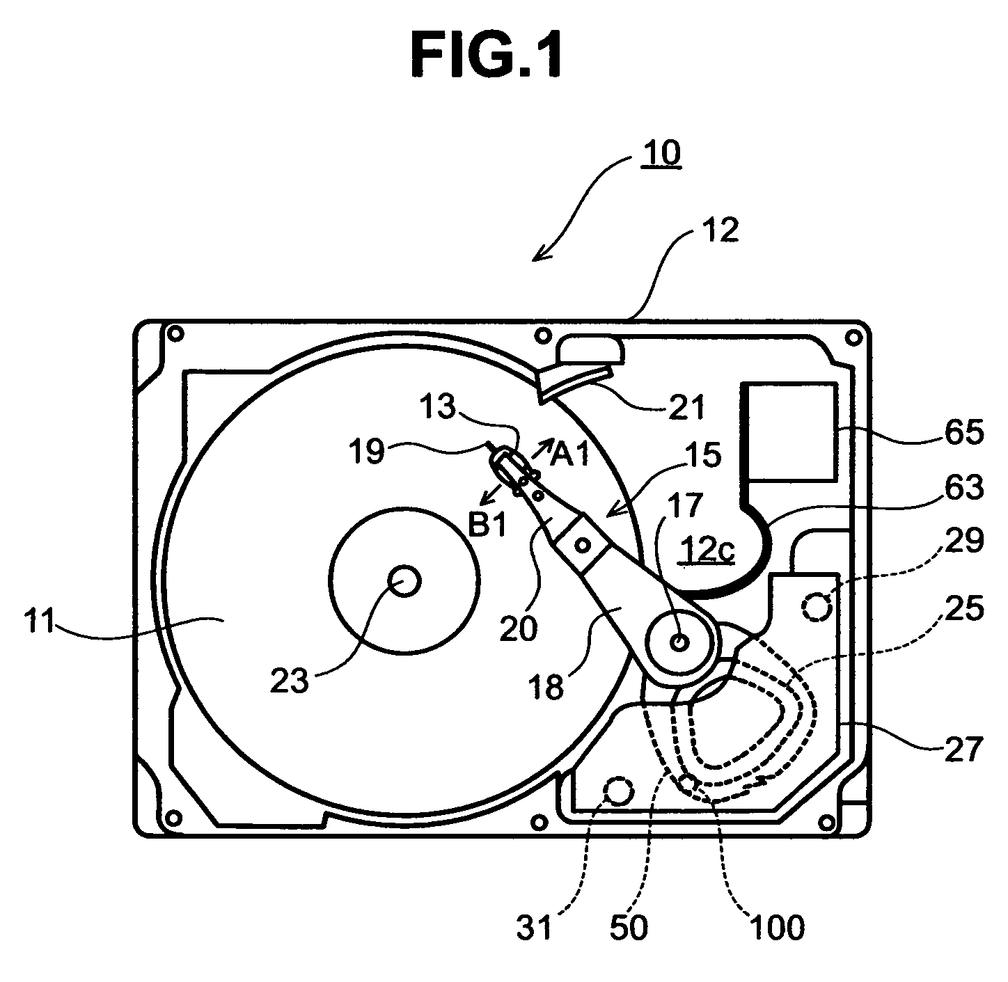 Rotating disk storage device with a retracting actuator head suspension assembly