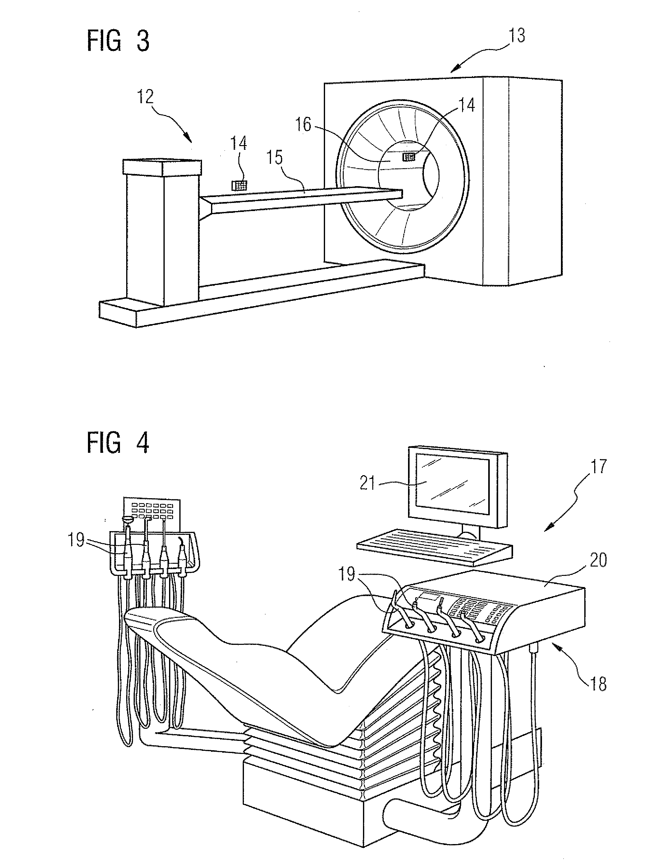 Medical unit with an apparatus for an examination of a patient and an associated method