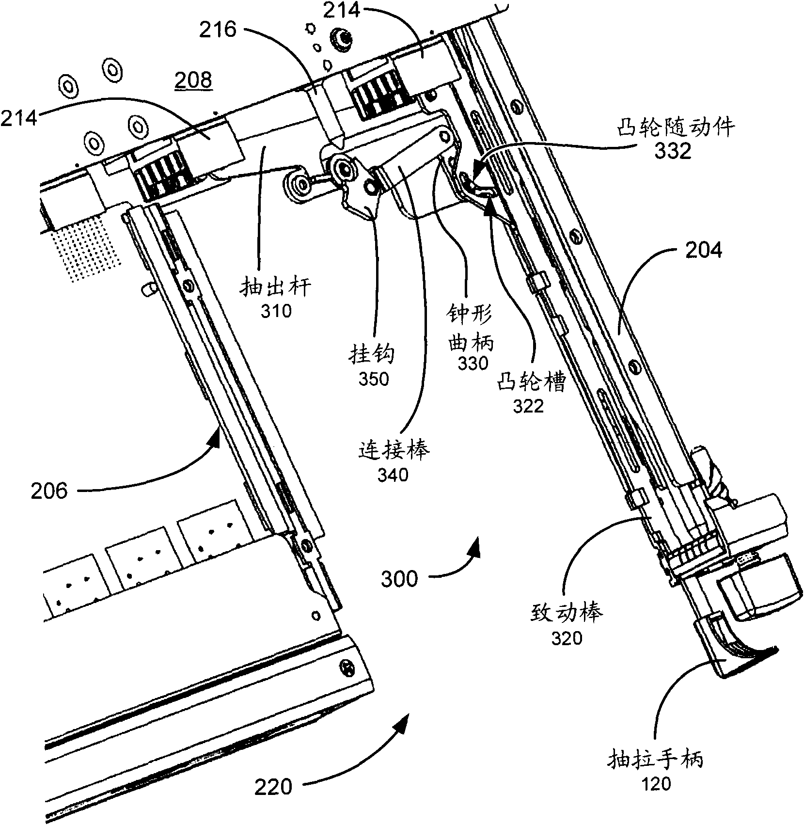 Retention-extraction device for removable cards in a chassis