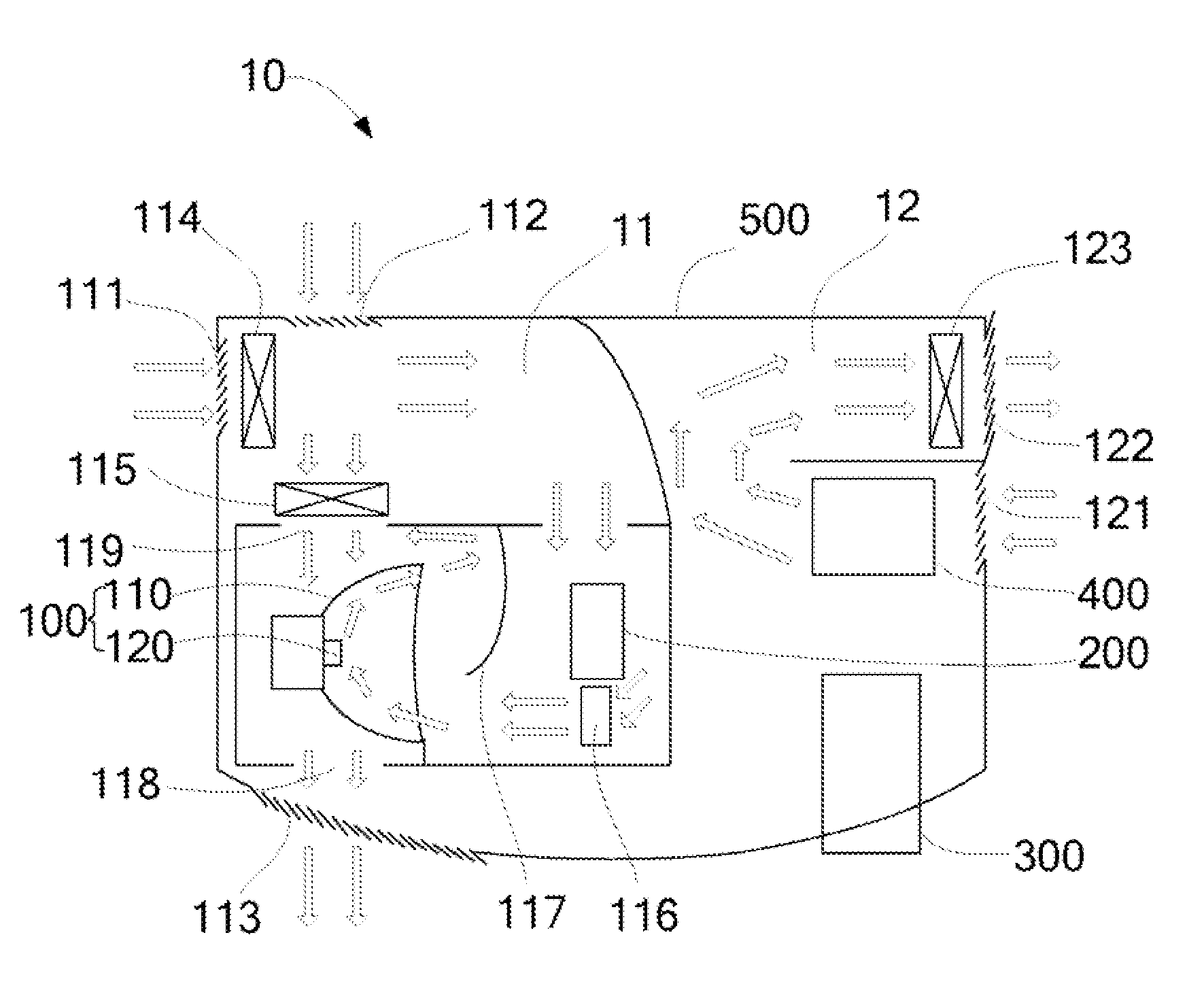 Projector with zone cooling configuration and method for cooling a projector using zone cooling configuration