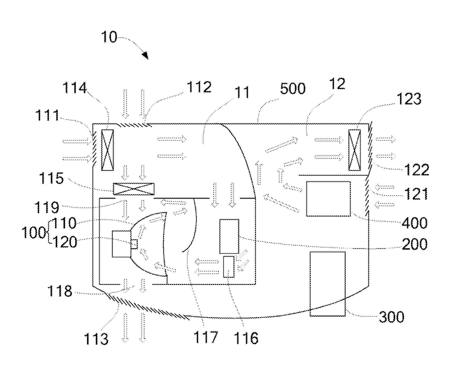 Projector with zone cooling configuration and method for cooling a projector using zone cooling configuration