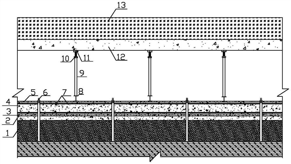 Construction method for reconstructing anti-floating layer from waterproof bottom plate of existing building
