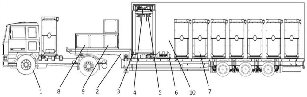 Vehicle-mounted movable telescopic rail type charging and battery replacing equipment