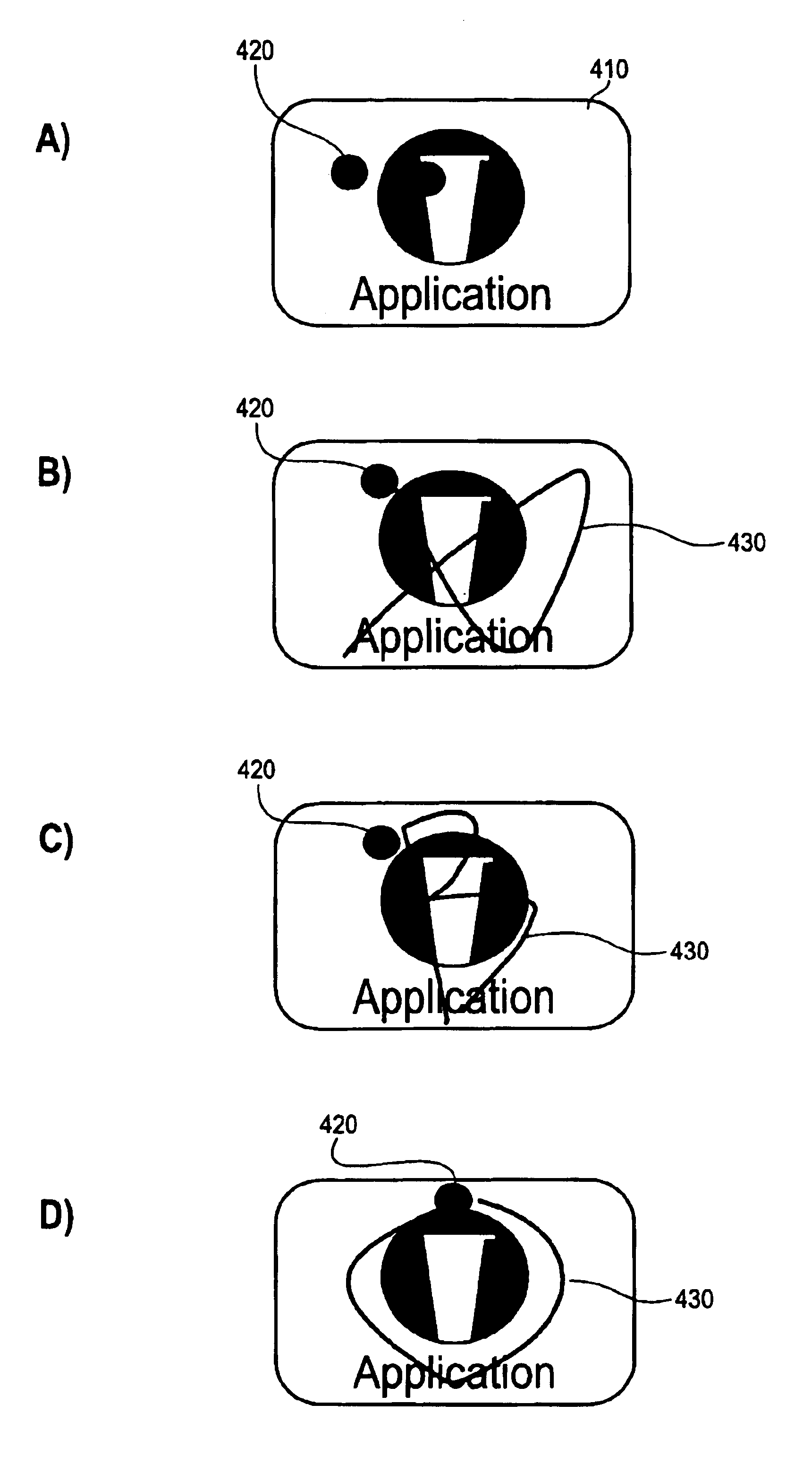 Method for controlling a handheld computer by entering commands onto a displayed feature of the handheld computer