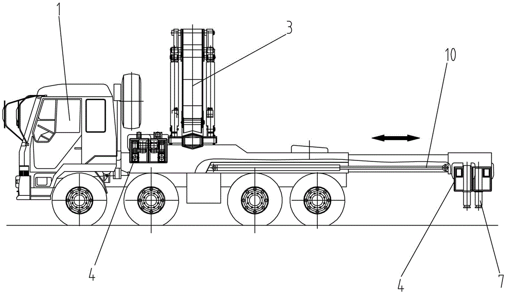 Traction truck with loading crane