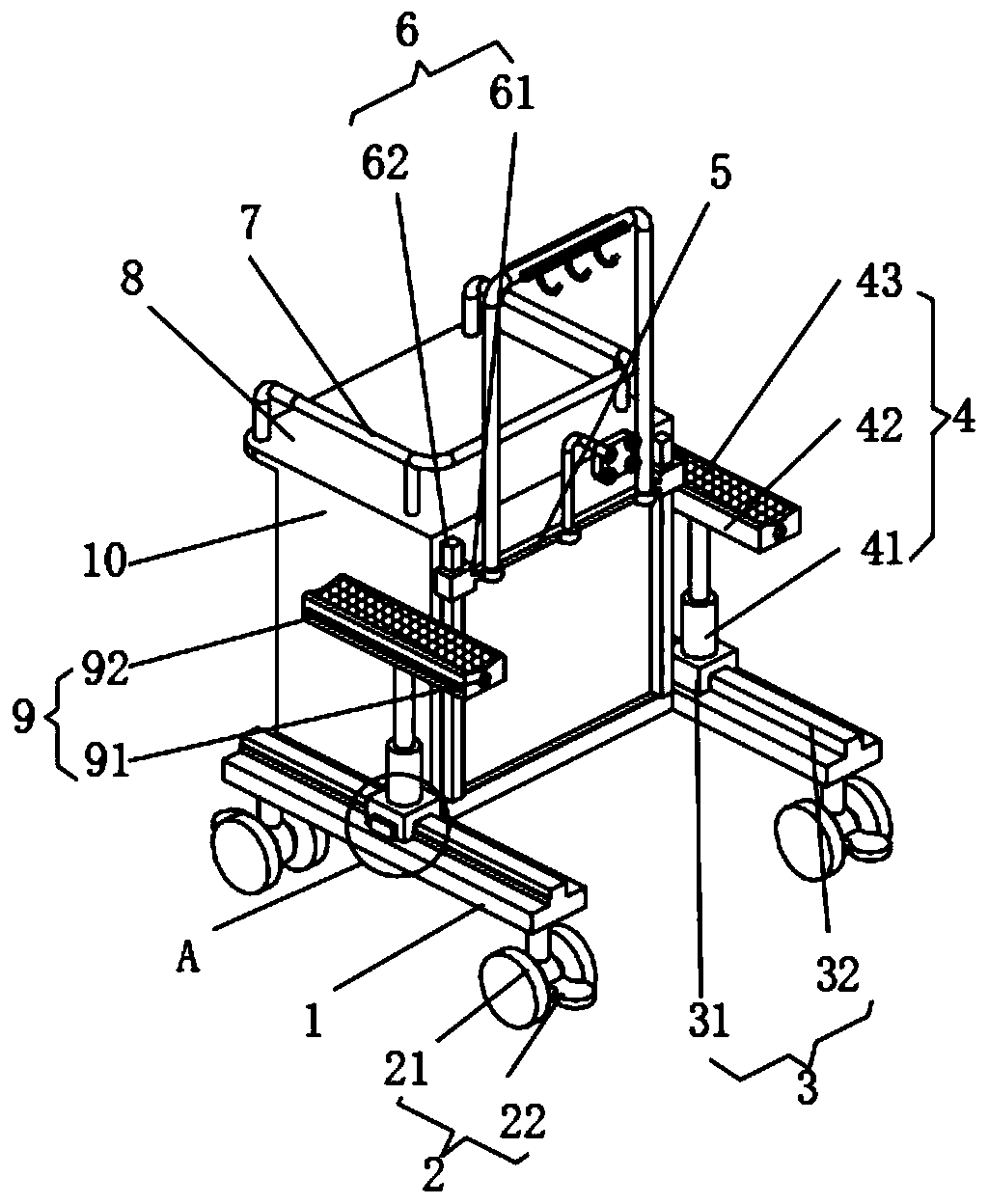 Infusion nursing trolley for ophthalmology and otorhinolaryngology department