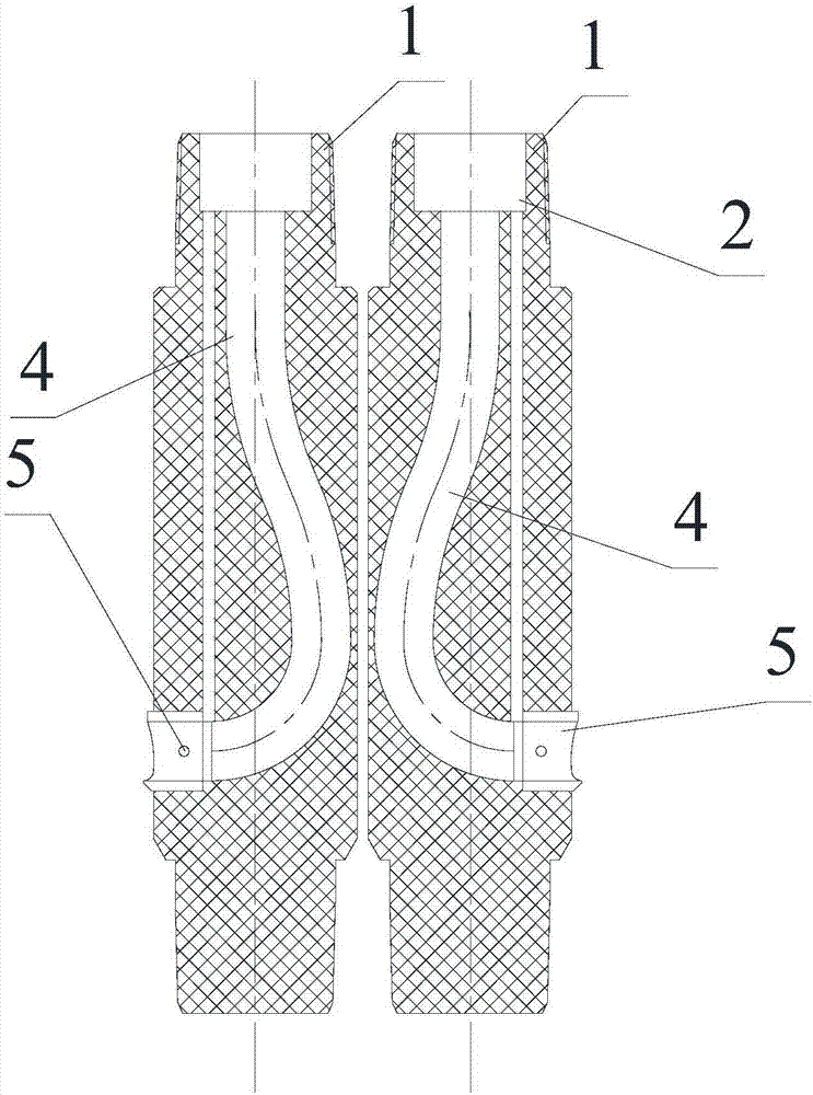 Guiding device for radial drilling