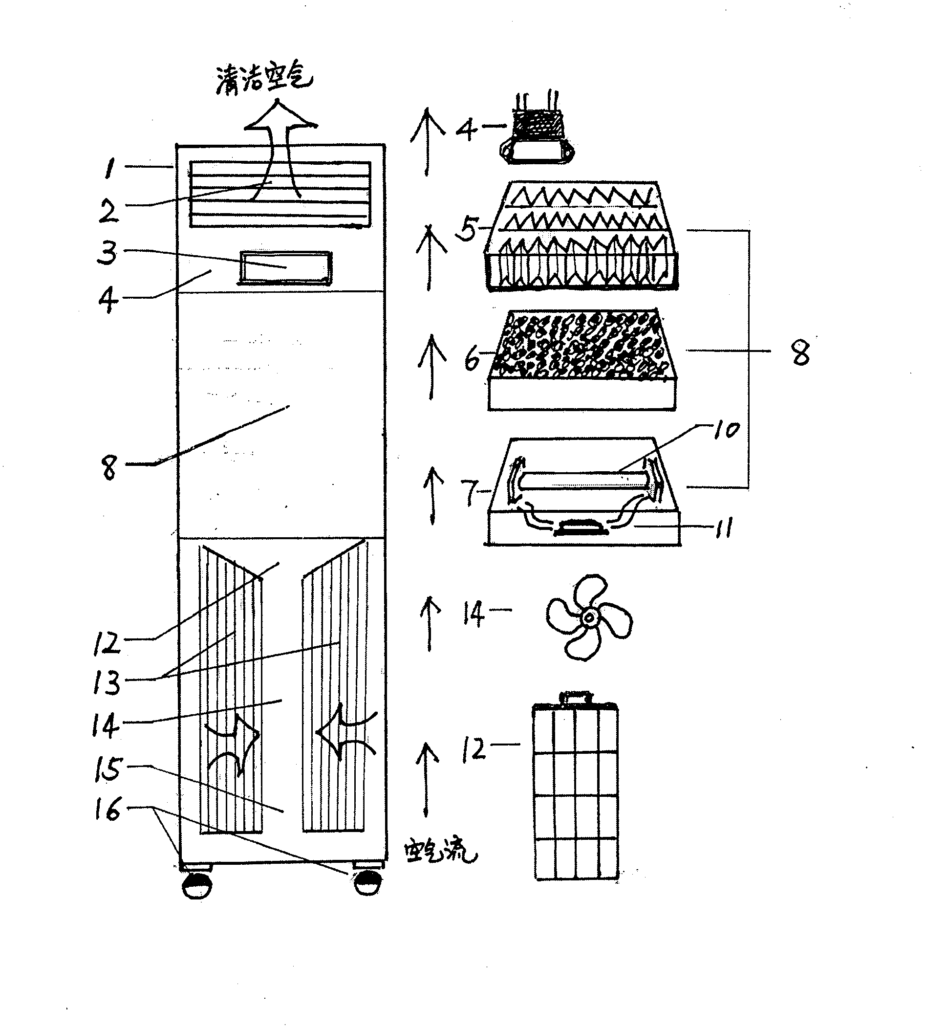 High-frequency pulse light air purification and disinfection device