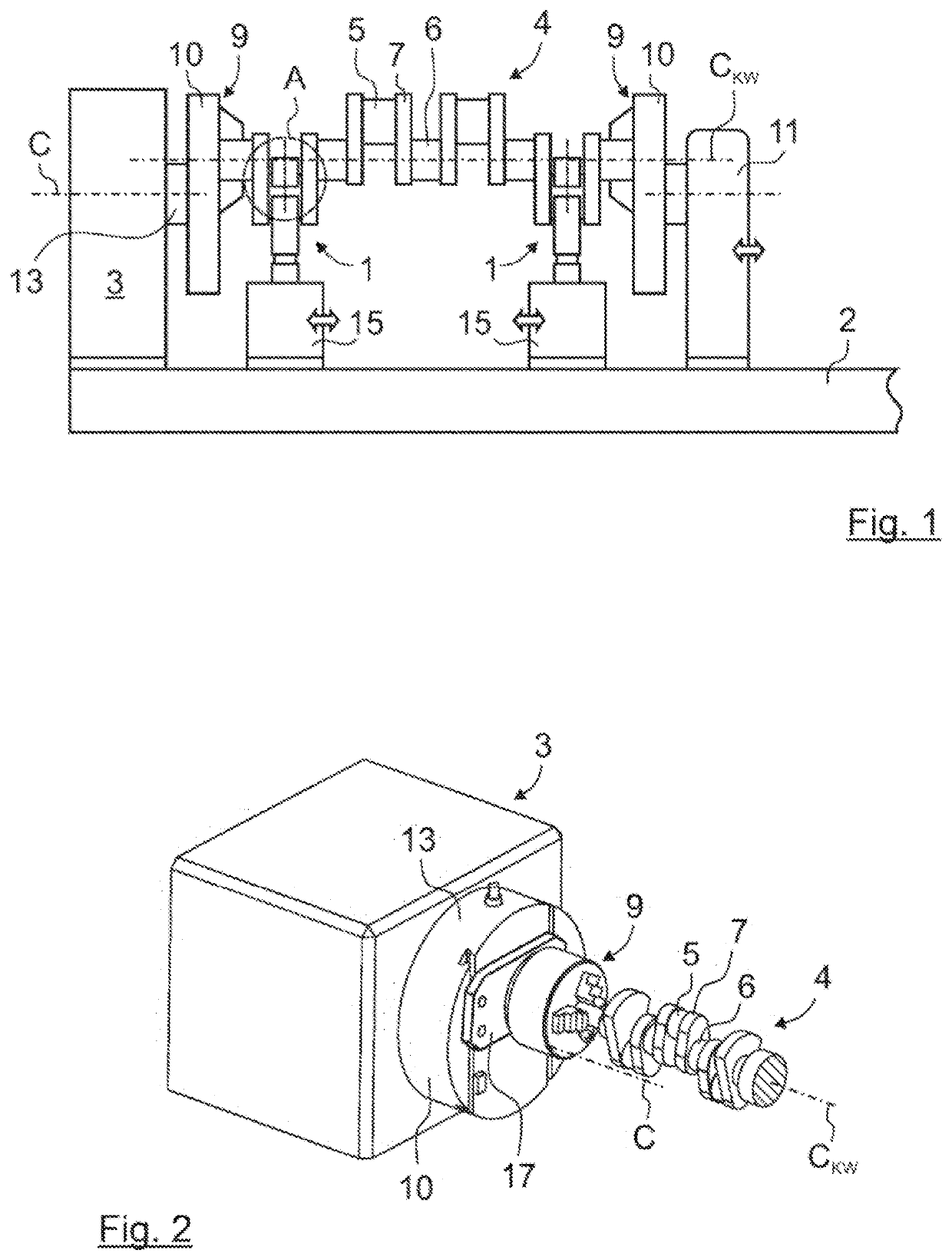 Method and device for the impact treatment of transition radii of a crankshaft