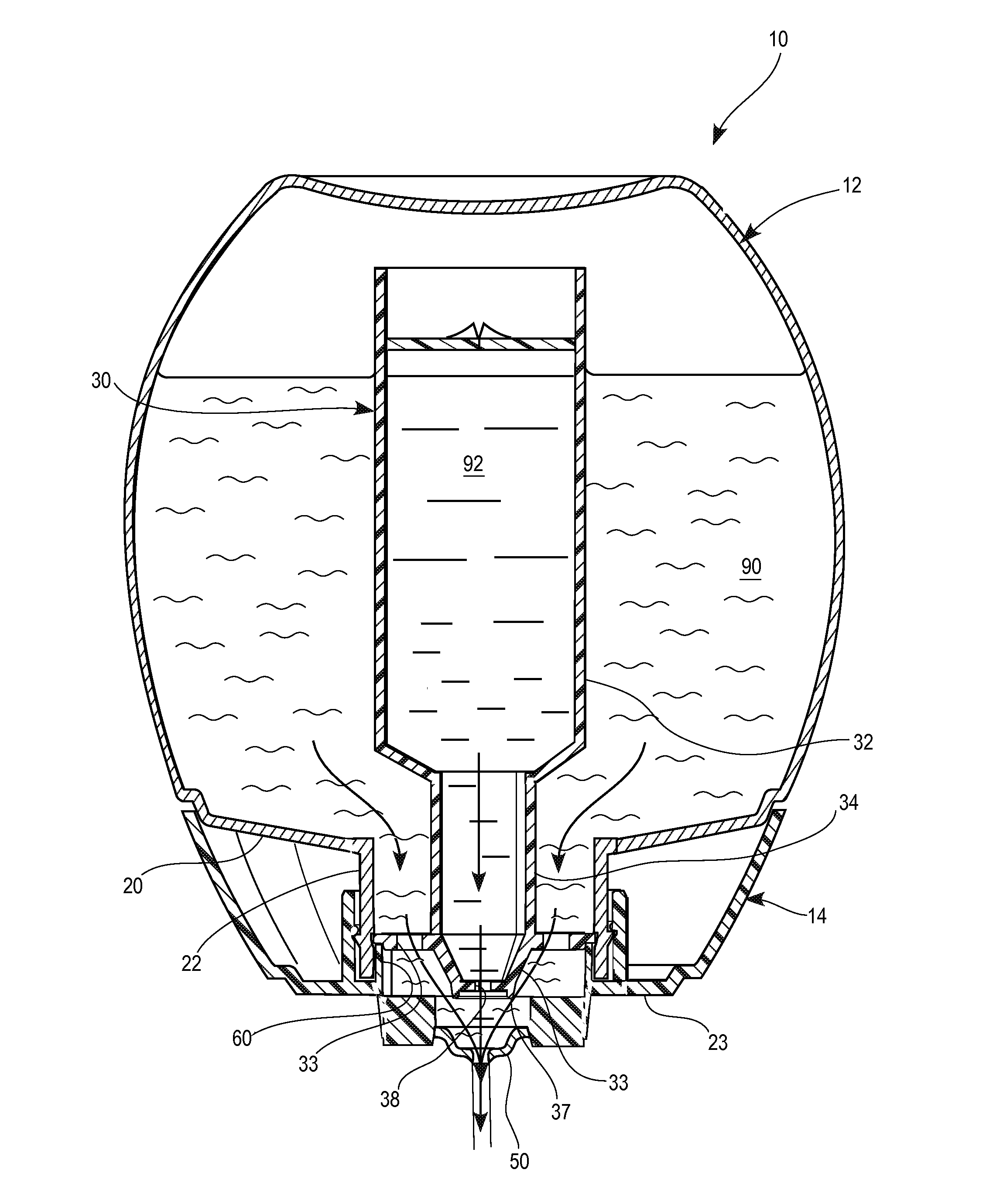 Containers and methods for isolating liquids prior to dispensing