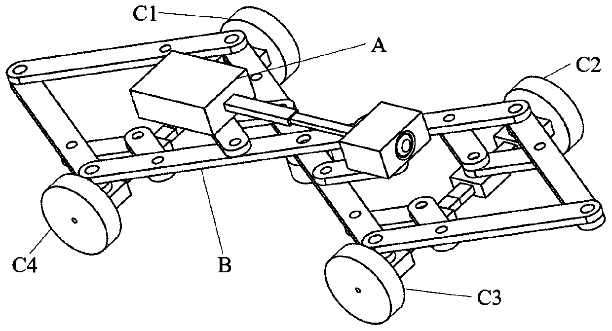 Four-wheel robot with scalable vehicle body