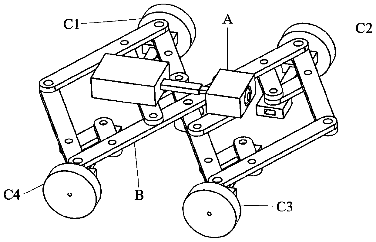 Four-wheel robot with scalable vehicle body