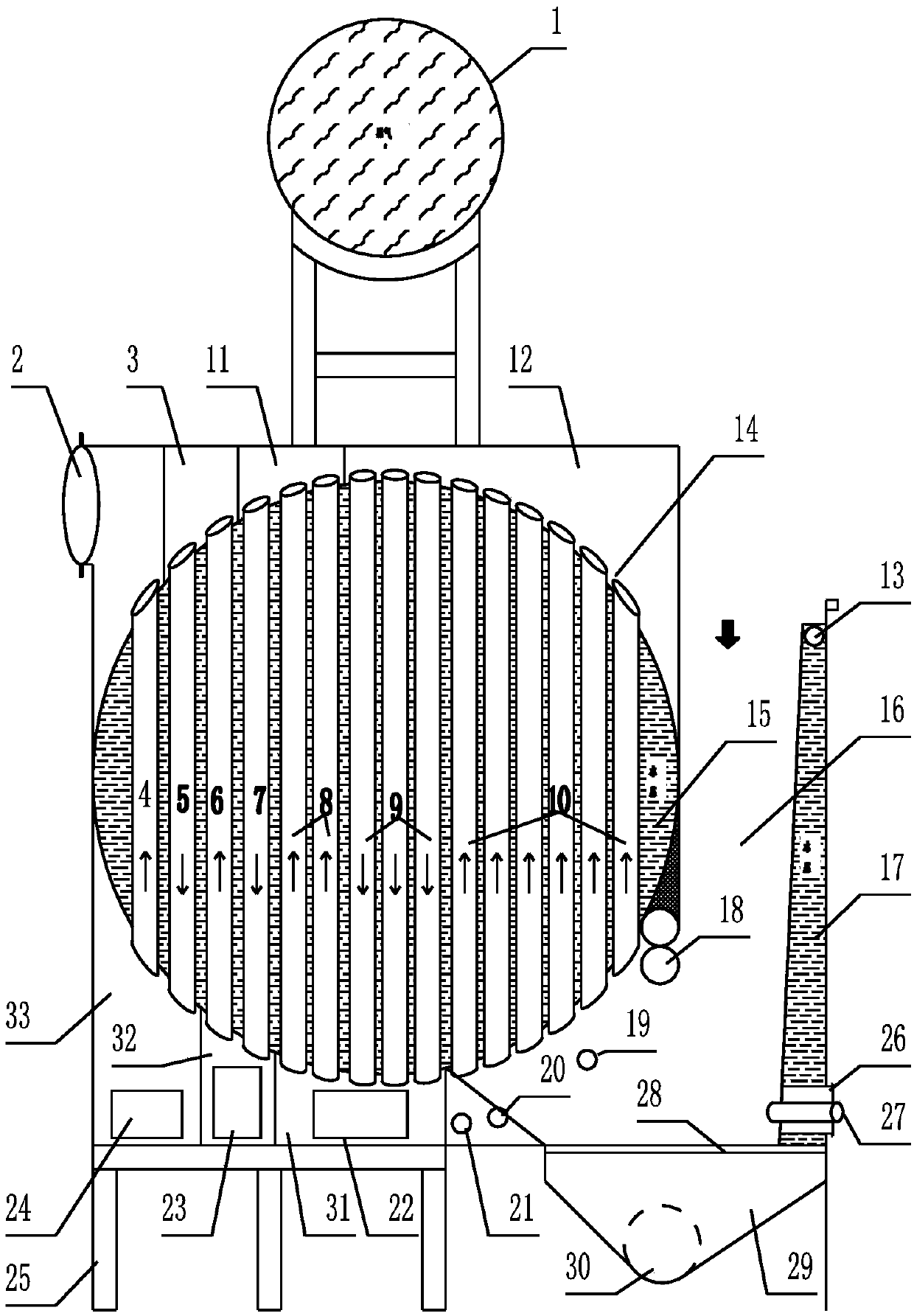 Efficient and energy-saving boiler barrel type fire tube steam boiler and using method thereof