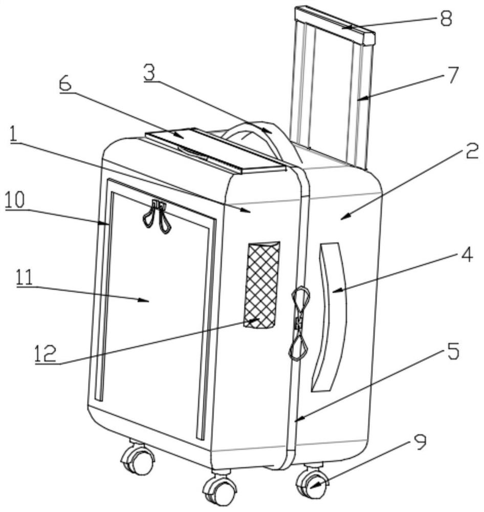 Noise reduction type luggage case with internal space convenient to classify and arrange