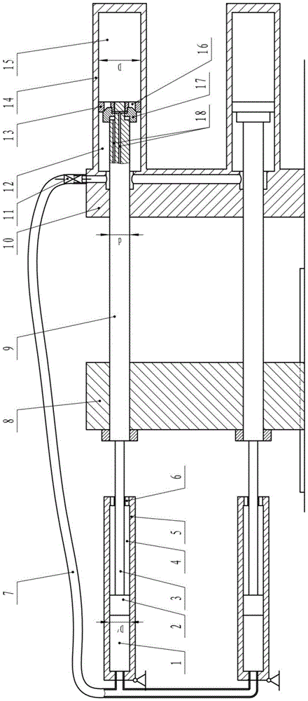 Supplementary volume equal volume displacement internal circulation mold clamping device