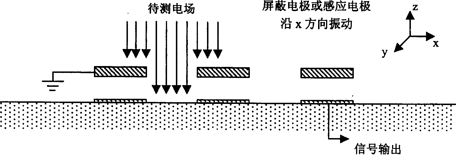 Parallel vibration pattern minitype electric field sensor