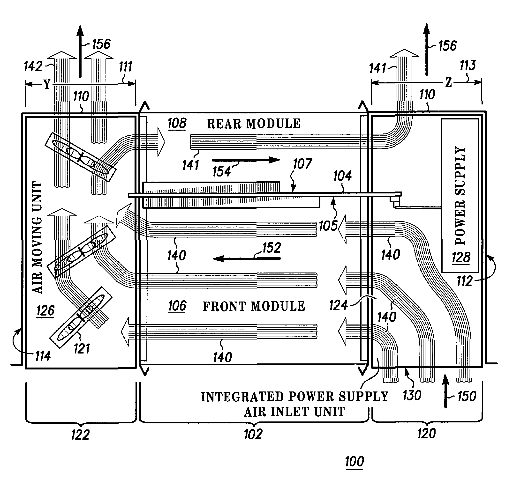 Integrated power supply and air inlet unit
