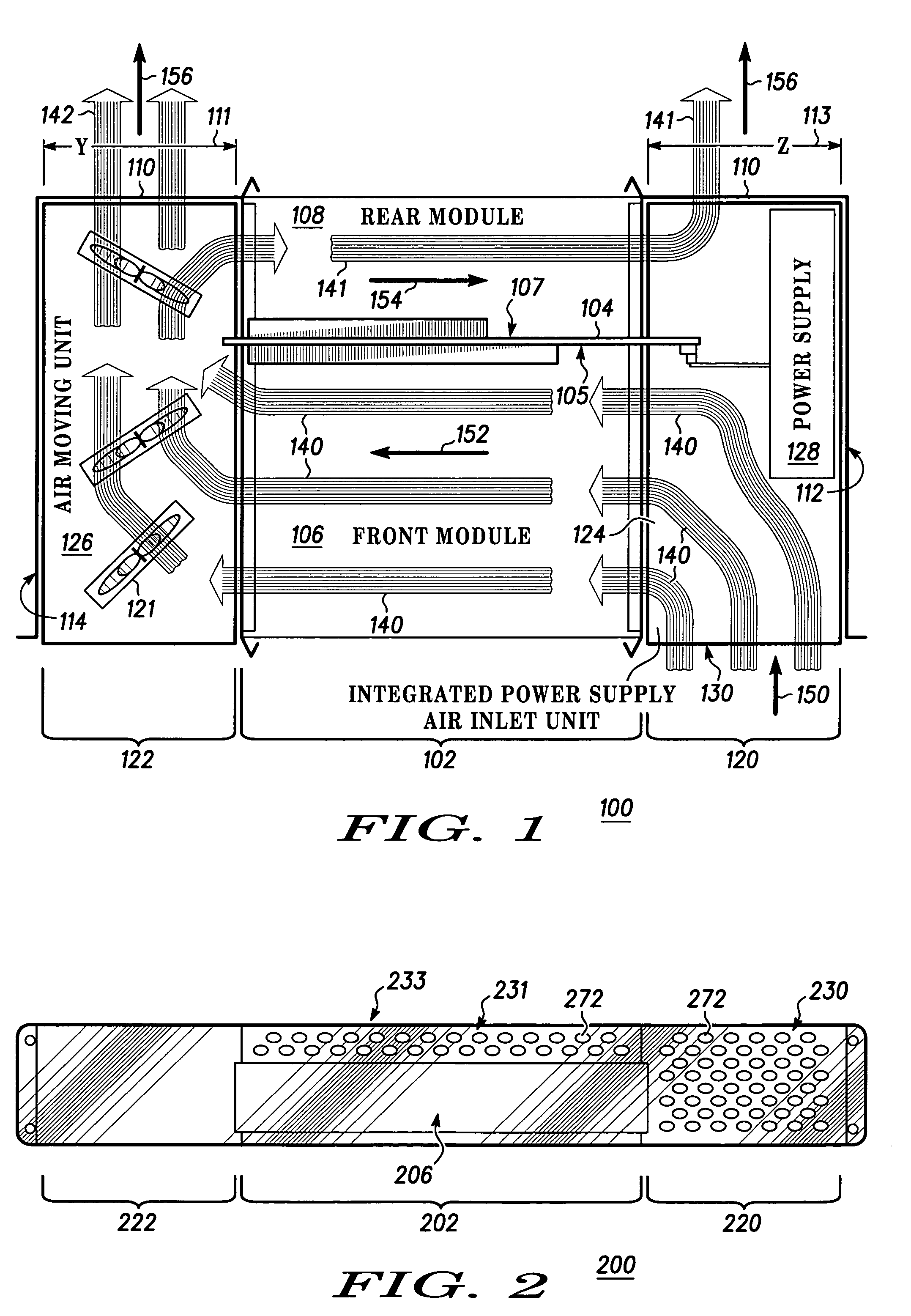 Integrated power supply and air inlet unit