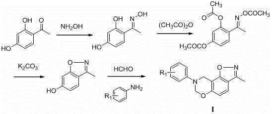 7H-benzo-isoxazole-[7,6-e][1,3]oxazine derivatives and application