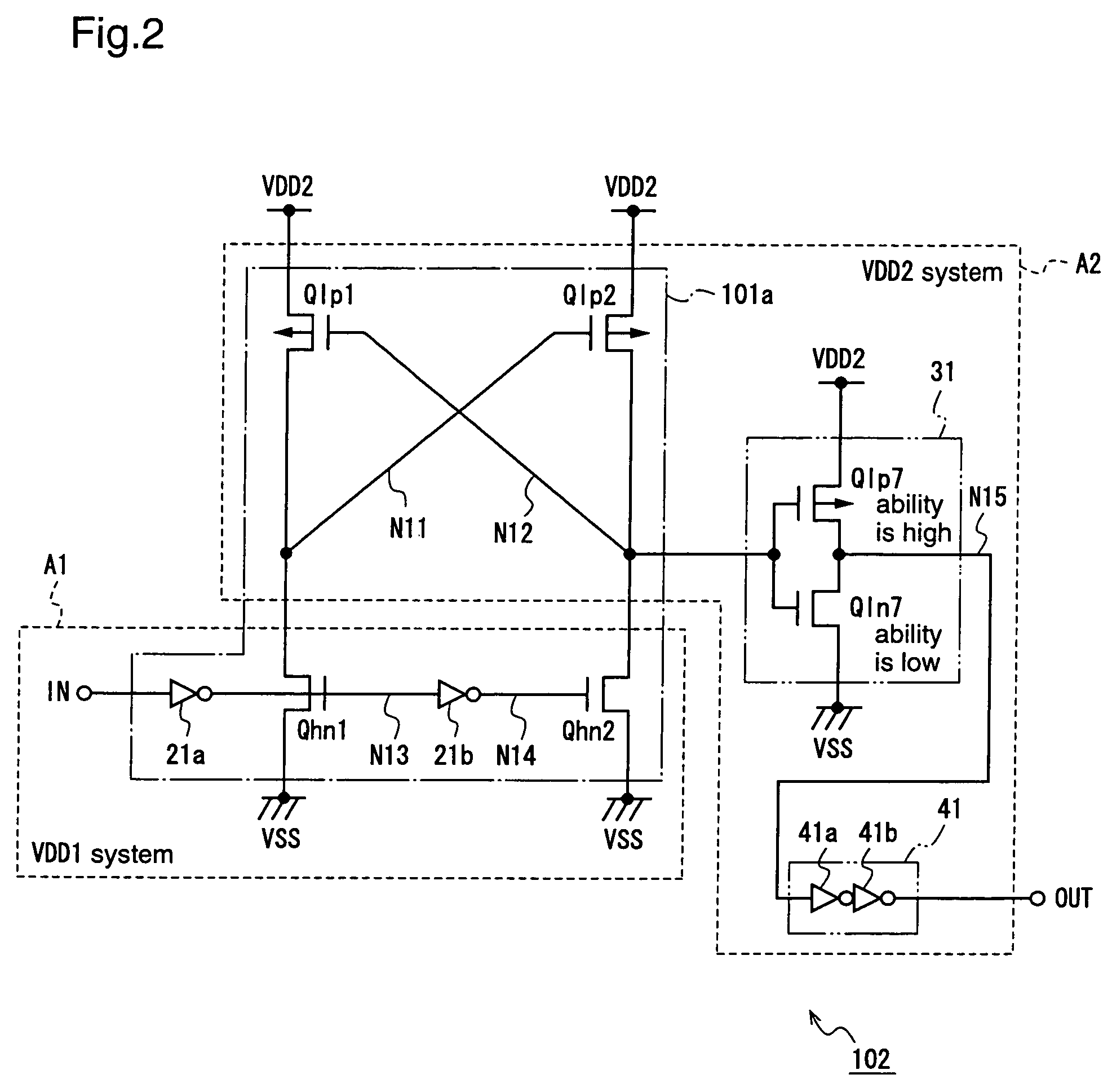 Voltage level conversion circuit