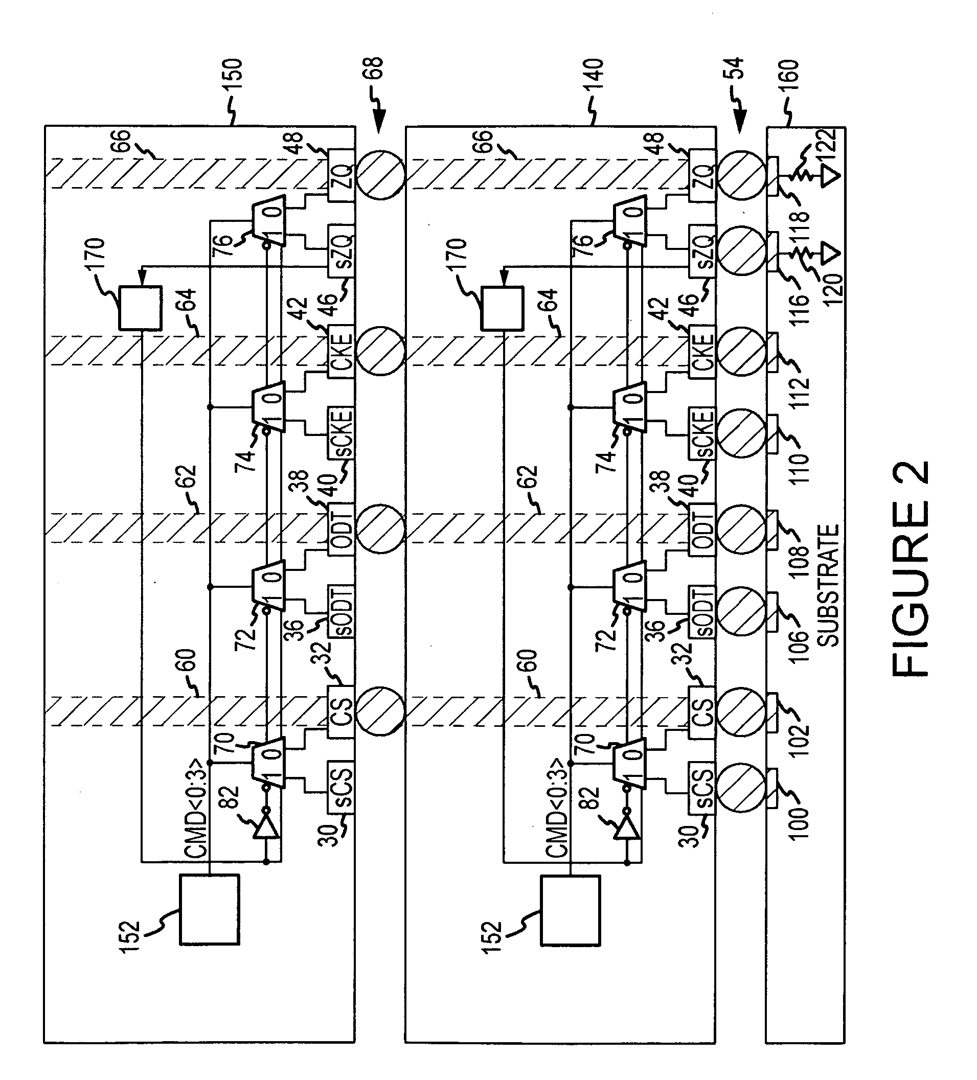Structure and method for coupling signals to and/or from stacked semiconductor dies