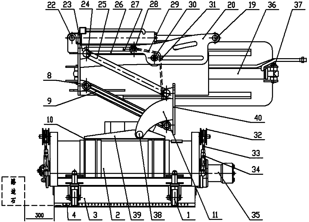 Rear dust absorbing and sweeping device for kerb cleaning and reconditioning machine